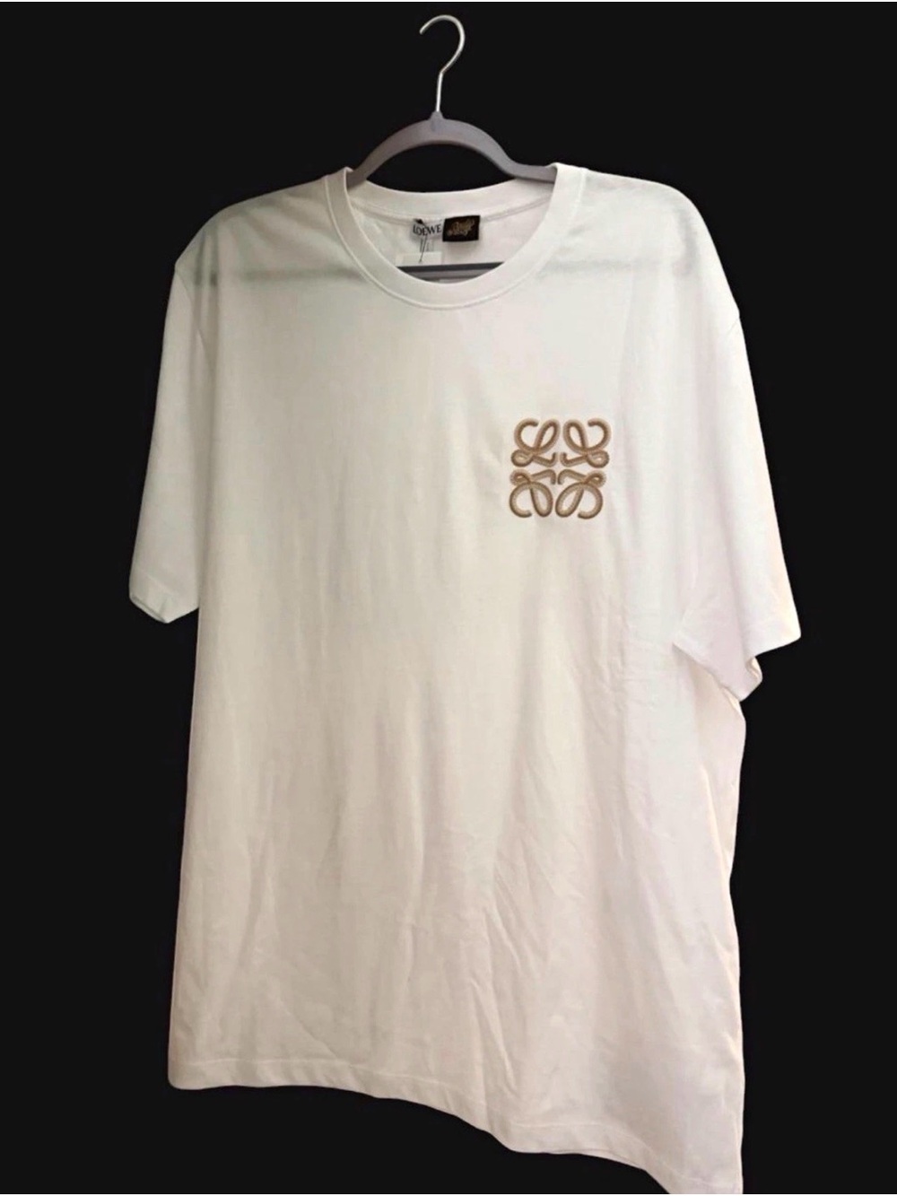 Loewe White Short-Sleeve Tee with Beige Logo